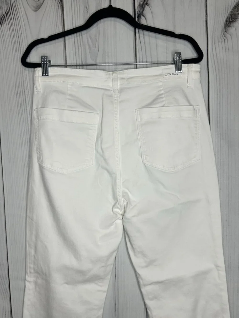 Judy Blue Boot Cut Jeans Womens 13/31 34x29 White High Waist Raw Hem JB82279